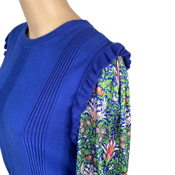 Anthropologie Current Air Twee Floral Nouveau Contrast Sweater Knit Top SZ M - Picture 7 of 16